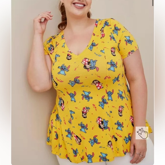 torrid Tops - Torrid Yellow Disney Graphic LILO and Stitch Print Top